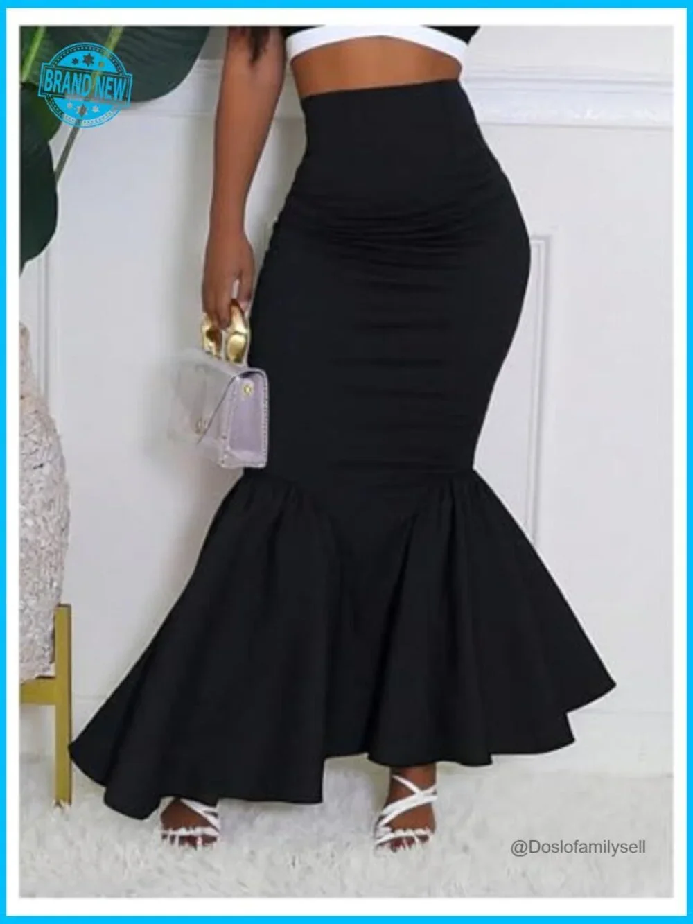 Ruffle Bodycon Maxi Skirt Fishtail High Waisted Pencil Long Going Out Skirt
